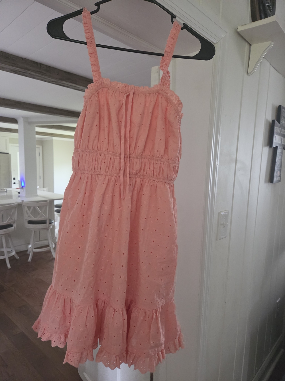 Celebrity Pink Coral Pink Eyelet Sundress with Ruffle Hem